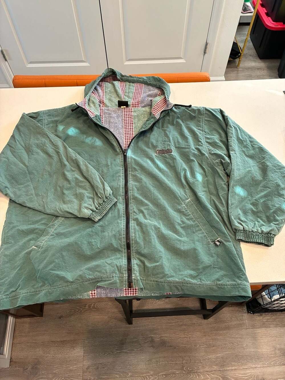 Rare Vintage Gotcha Green Full Zip Hooded Jacket Size L